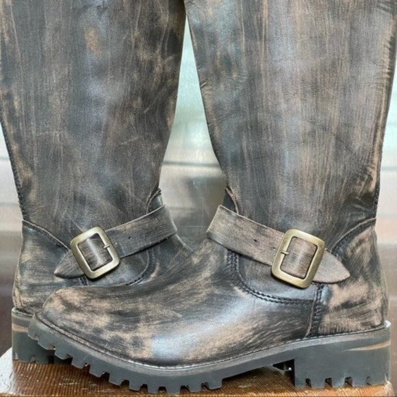 Freebird by Steven Bettle Battle Brown Distressed Leather Engineer Boot 7 - Picture 11 of 15